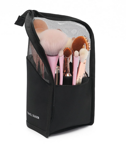 Standing Makeup Brush Organizer And Toiletry Bag